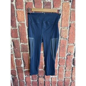 Lululemon Pants Womens 4 Blue Run Inspire Crop Mesh Panel Activewear Leggings